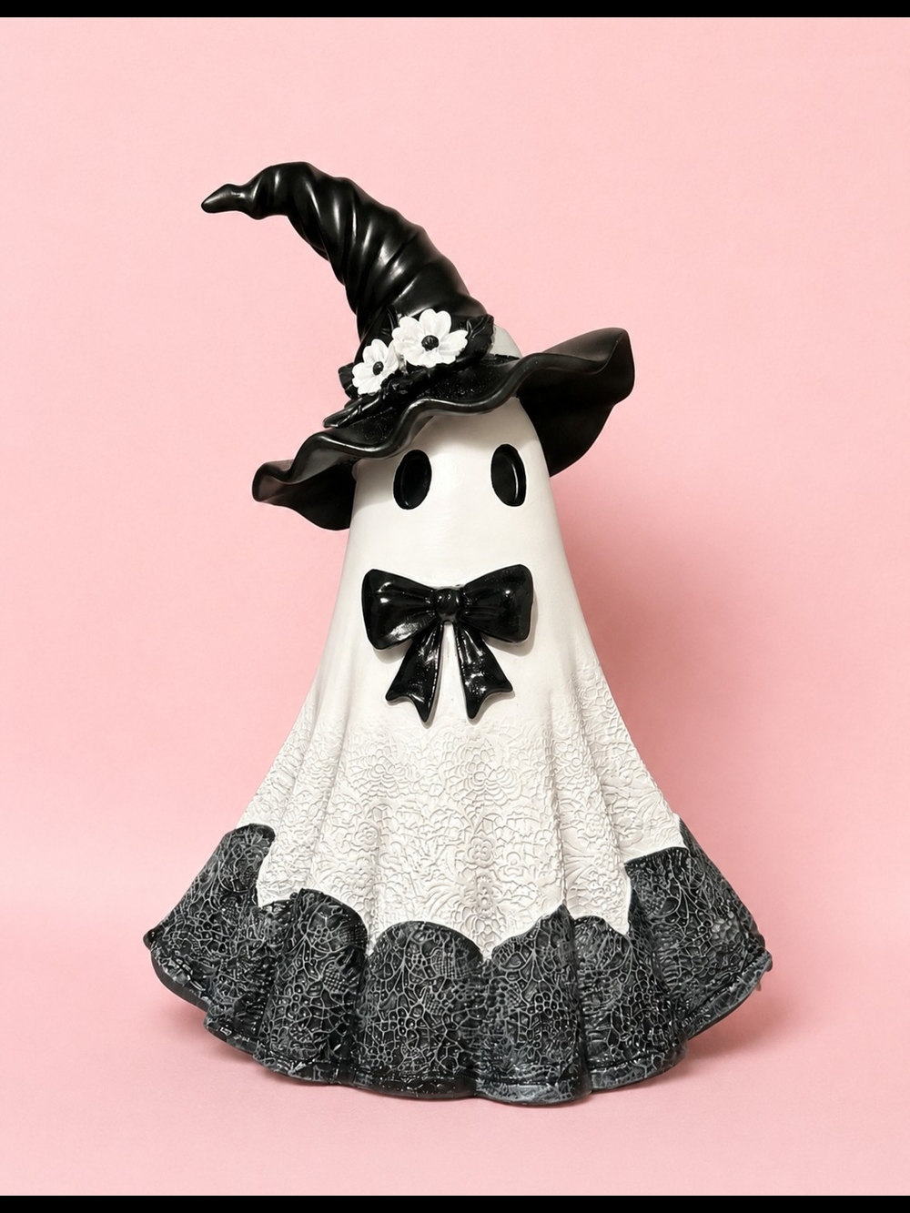 Eerie Elegance Halloween Witch Hat Ghost Figurine - Picture 2 of 4